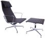 bluefurn espreguiçadeira com Hocker | Eames estilo EA124-EA125 cadeira de alumínio com nervuras de cadeiras e otomano