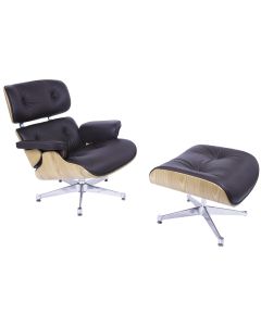 Eames styl EA670 | Krzesło pokładowe z taboretem