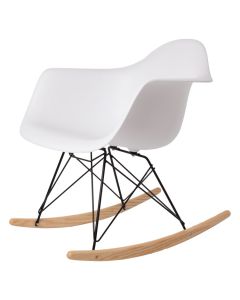 Eames stijl RAR | schommelstoel Zwart frame PP wit