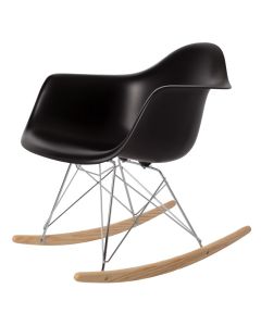 Eames stijl RAR | schommelstoel Chroom frame PP zwart