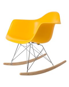 Eames stijl RAR | schommelstoel Chroom frame PP geel