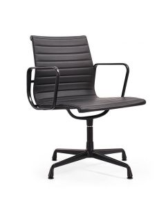 Eames styl EA108 | krzesło konferencyjne Czarna skórzana ramka czarny