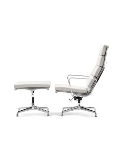 Eames styl EA222 | Krzesło pokładowe z taboretem
