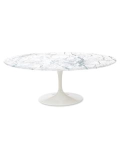 bluefurn table à manger Oval | Eero Saarinen style Table tulipe Dessus en marbre blanc blanc de base