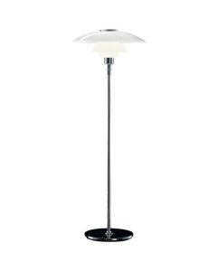 bluefurn Lámpara de pie grande | Henningsen estilo DPH 3/2 Chrome, blanco cristal