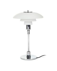 Henningsen estilo DPH 3/2 | lâmpada de mesa pequeno branco de vidro Chrome