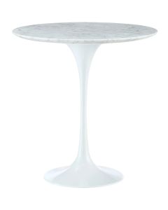 Eero Saarinen estilo Tulip tabela | mesa lateral 50 centímetros Tampo Mármore Branco Base Branco