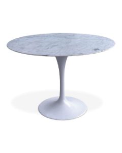 bluefurn table à manger 100cm | Eero Saarinen style Table tulipe Dessus en marbre blanc blanc de base