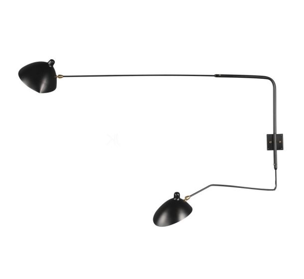 Serge Mouille Contemporary | luce a muro 2-braccio Nero