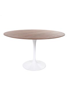 Eero Saarinen stijl Tulip Table | eettafel 120cm Bovenblad walnoot Onderstel wit