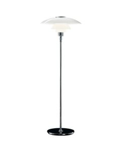 Henningsen Stil DPH 3/2 | Stehleuchten groß Chrome, Glas weiß