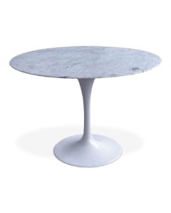 Eero Saarinen style Table tulipe | table à manger 100cm Plateau Marbre blanc Base blanc