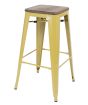Pauchard styl Stołek barowy Tolix | krzesło barowe Teak 77 cm