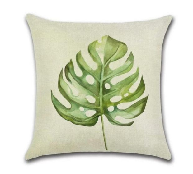 BY JAVY Green Leaf | cushion cover excluding filling multicolor