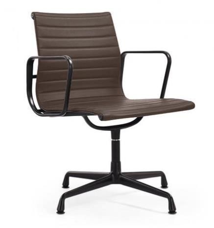 Eames EA108 meeting chair leather brown frame black