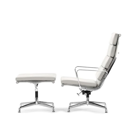 Eames estilo EA222 Aluminum Chair Softpad espreguiçadeira e Otomano | espreguiçadeira com Hocker
