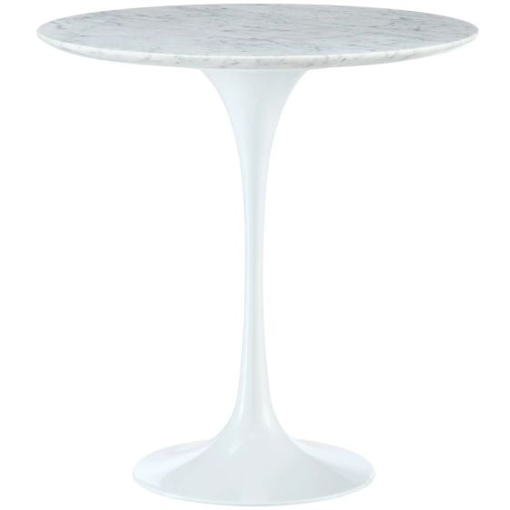 Eero Saarinen stil Tulip tabel | sidebord 50cm Top Marmor hvid Base hvid
