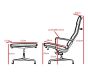 Eames styl EA222 | Krzesło pokładowe z taboretem