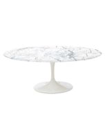 Eero Saarinen Stil Tulip Table | Esstisch Oval Top Marmor weiß Basis weiß