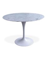 Eero Saarinen stijl Tulip Table | eettafel 100cm Bovenblad Marmer wit Onderstel wit