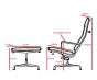 Eames estilo EA222 Aluminum Chair Softpad espreguiçadeira e Otomano | espreguiçadeira com Hocker