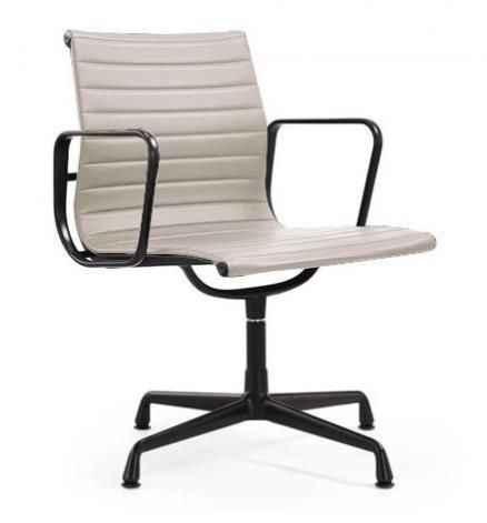 Eames EA108 meeting chair leather grey frame black