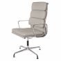 Sedia da conferenza Eames EA208 con schienale alto in pelle grigia
