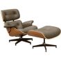 Eames styl EA670 | Krzesło pokładowe z taboretem SPECIAL EDITION ciemno szary Orzech włoski