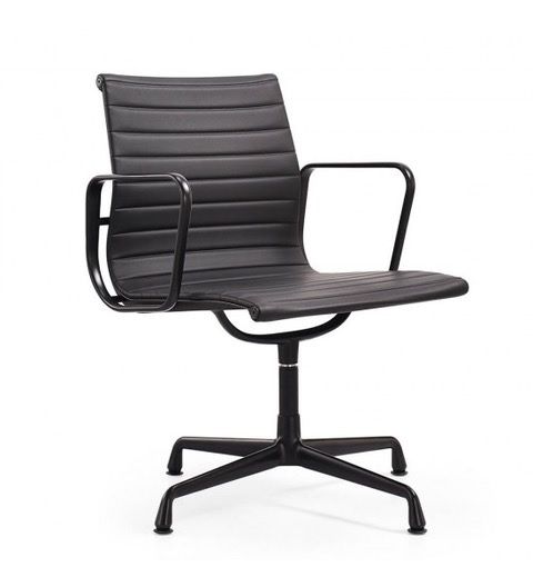 Eames styl EA108 | krzesło konferencyjne Czarna skórzana ramka czarny