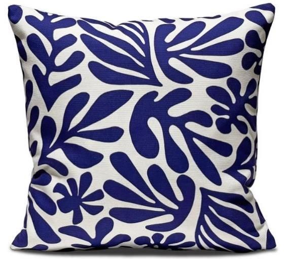 Barceloning Blue leaf | Housse de coussin multicolore