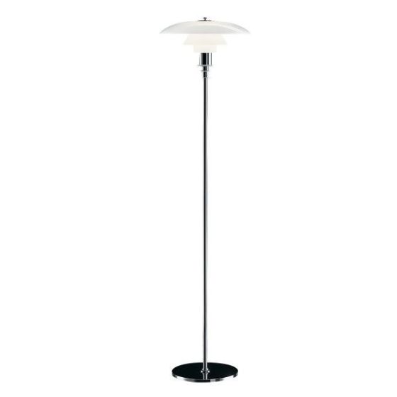 Henningsen stijl DPH 3/2 | vloerlamp klein Chroom glas wit