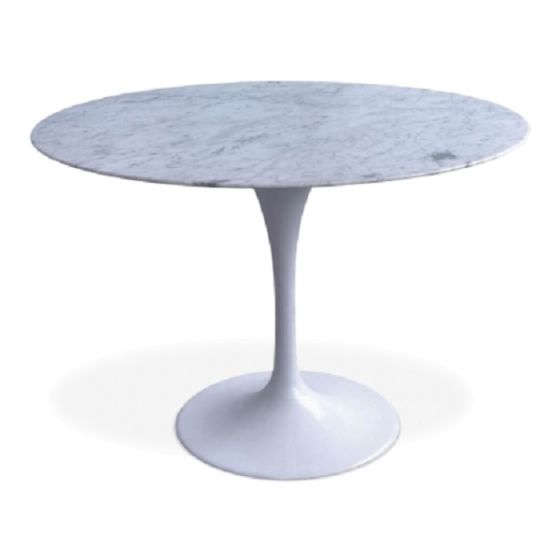Eero Saarinen style Table tulipe | table à manger 100cm Plateau Marbre blanc Base blanc