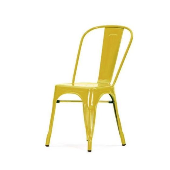 Pauchard estilo Silla de exterior estilo Tolix | Silla de terraza Silla apilable amarillo