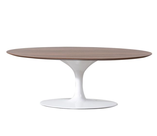 Eero Saarinen styl Tulipan Stół | Stolik Oval Top orzech Baza biała