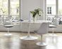 Eero Saarinen estilo Tabla del tulipán | mesa de comedor Oval Tapa Mármol blanco Base blanco