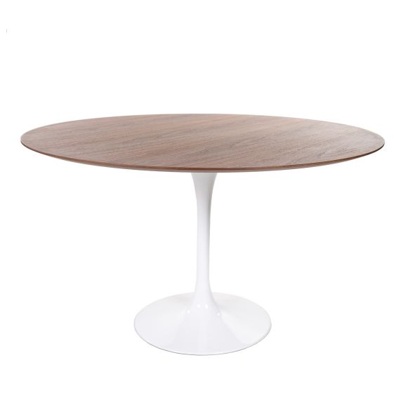 Eero Saarinen style Tulip Table | dining table 120cm Top walnut Base white