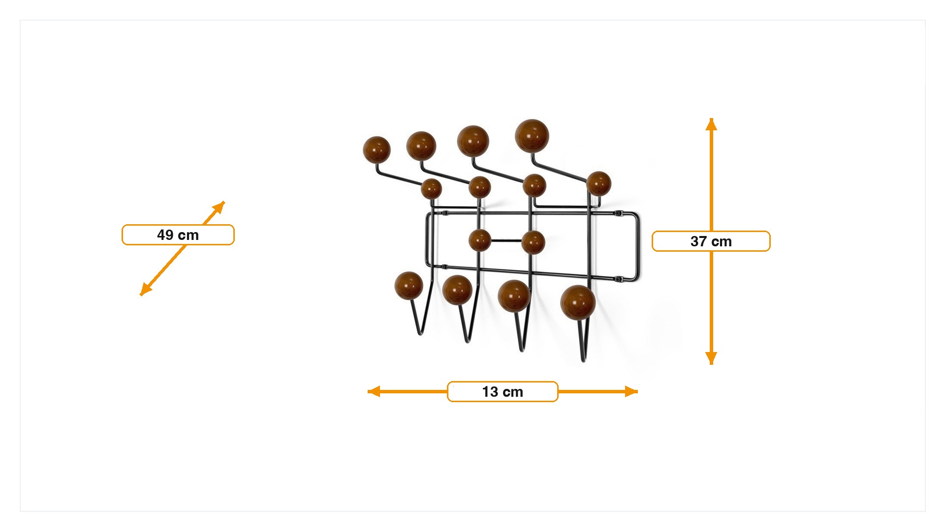Product dimensions for Peg Hang it all Walnut