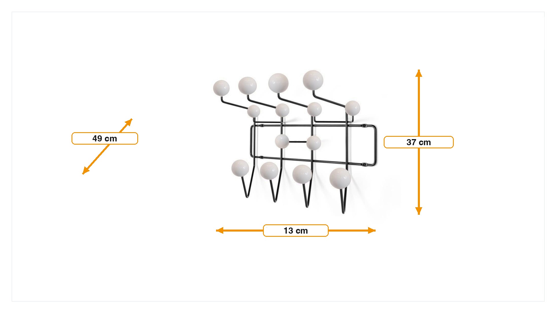 Product dimensions for Peg Hang it all White with black frame