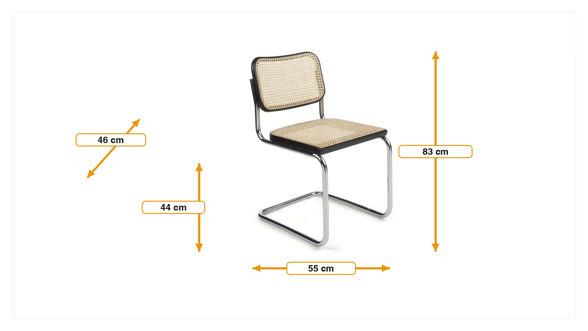 Product dimensions for Dining chair Cesca black natural