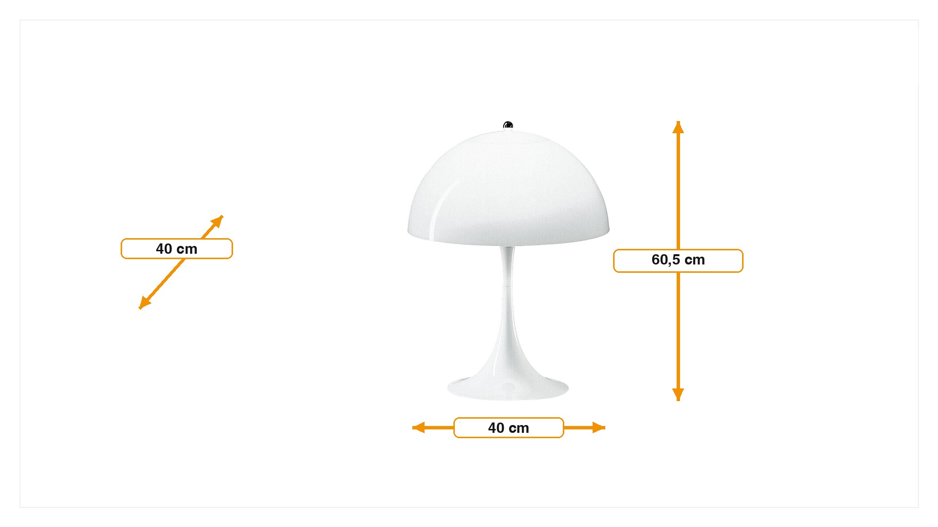 Dimensioni di Lampada da tavolo Panton Hella bianca