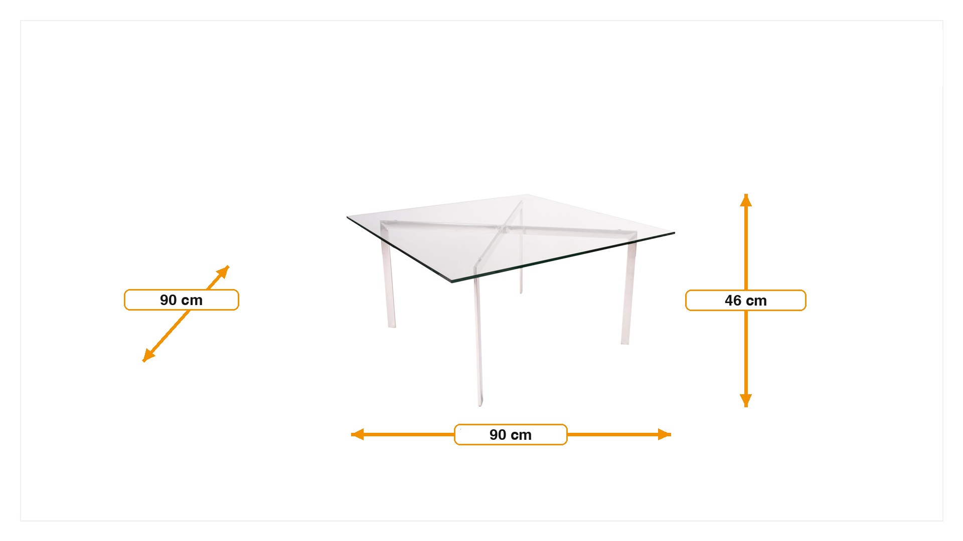 Dimensiones de Mesa de centro Barcelona Pavillion transparente