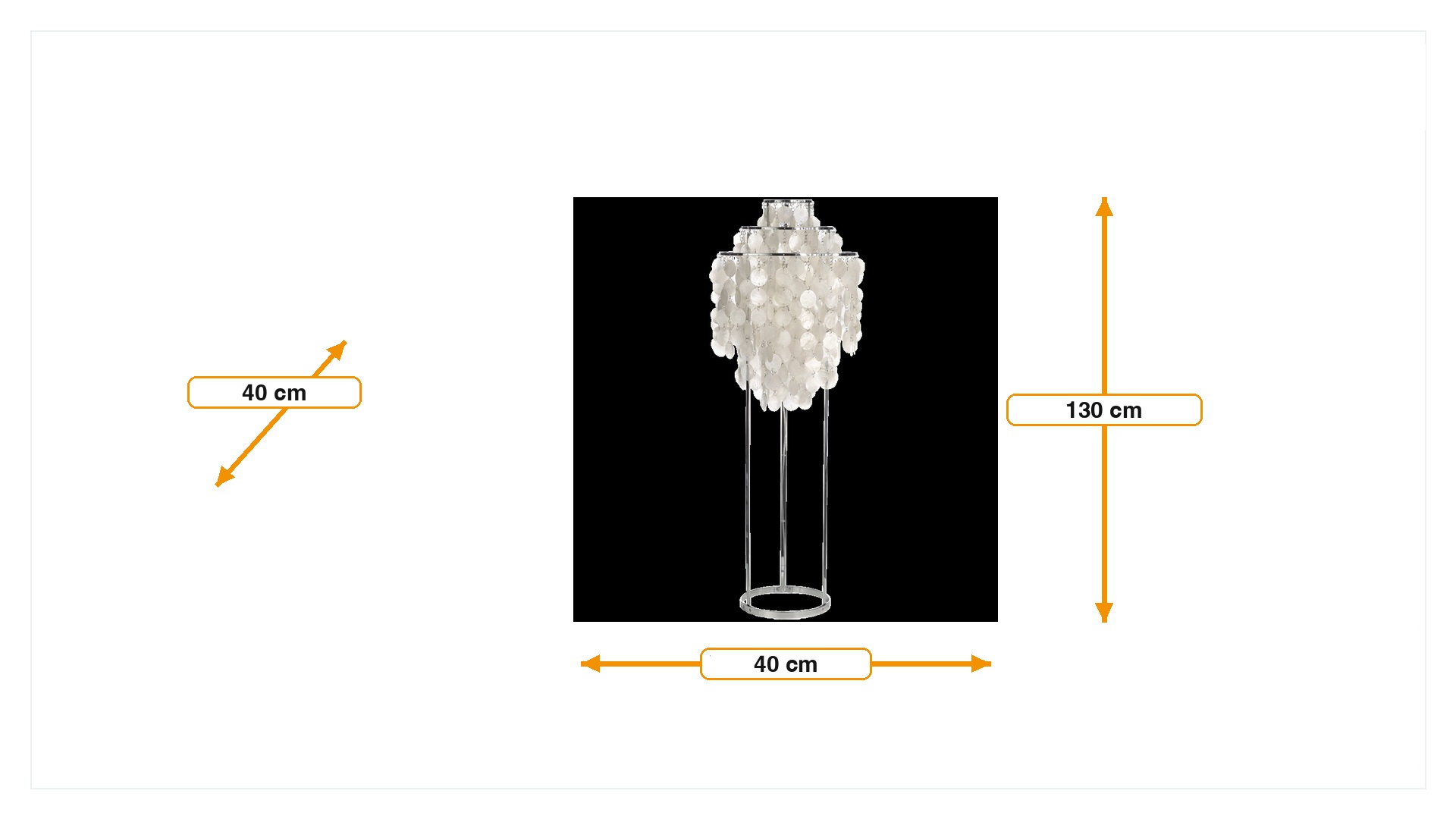 Mål for Gulvlampe Shell style lamp perle