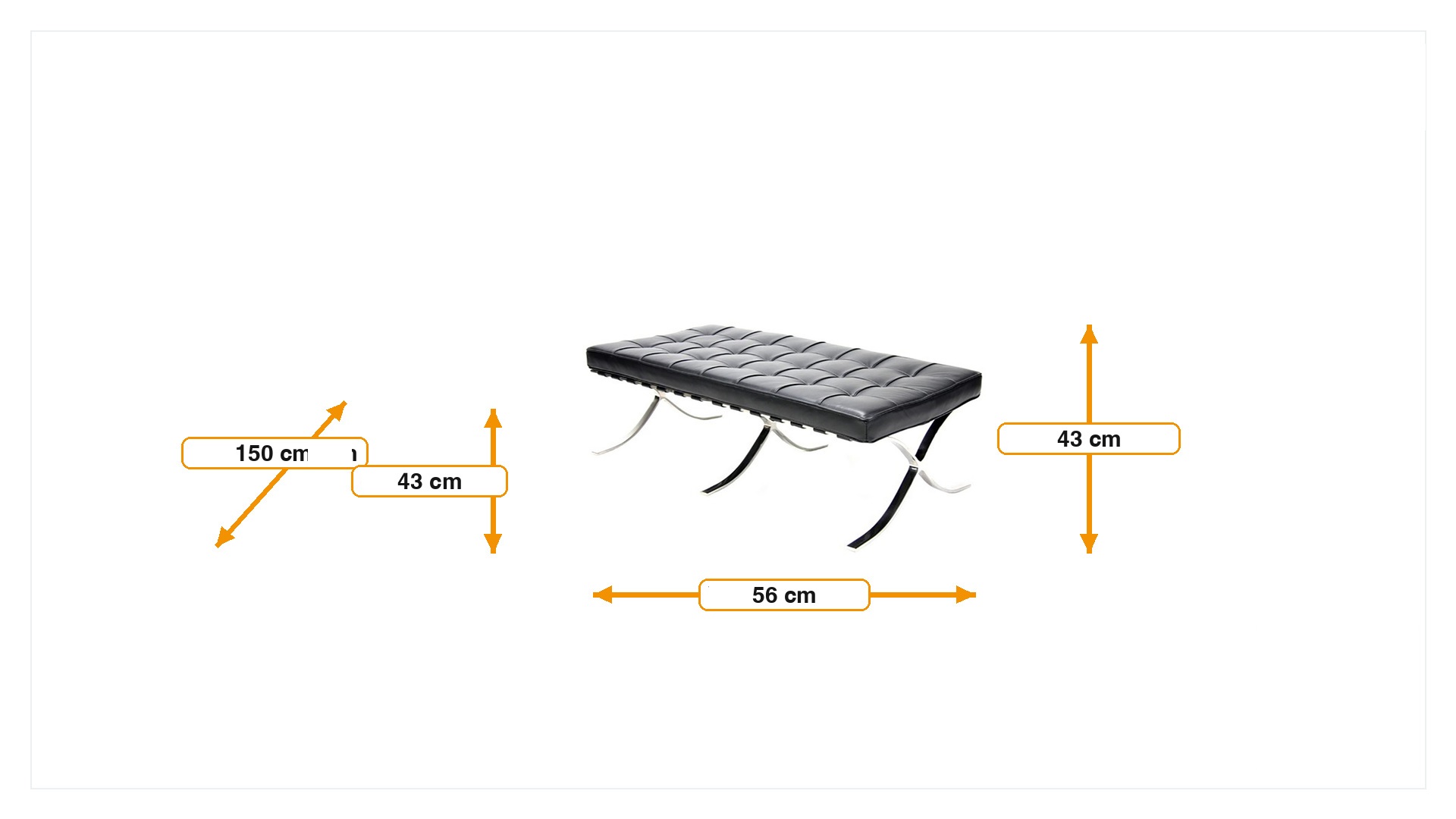 Mått för Bänk Barcelona Pavillion Ottoman
