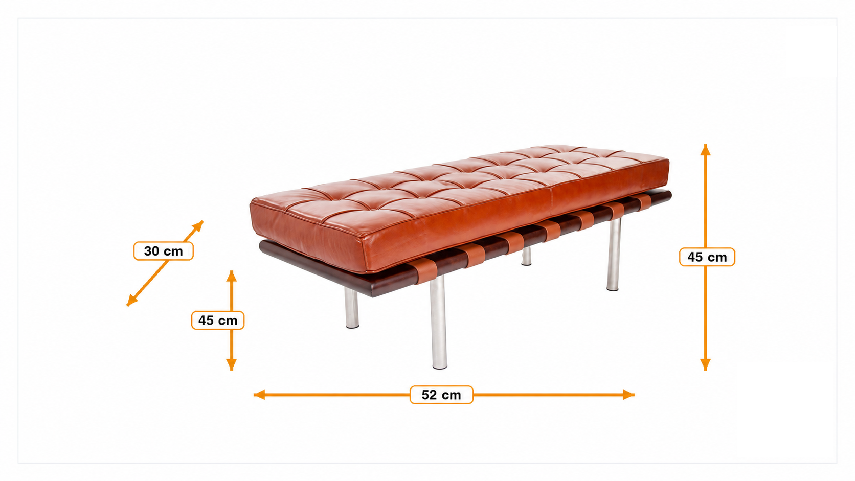 Product dimensions for Bench Barcelona Pavillion Bench