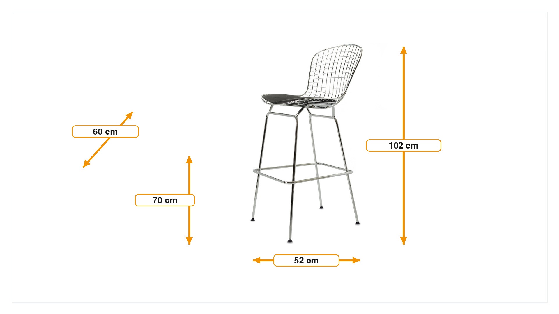 Afmetingen van Barkruk Bertoia Barstool