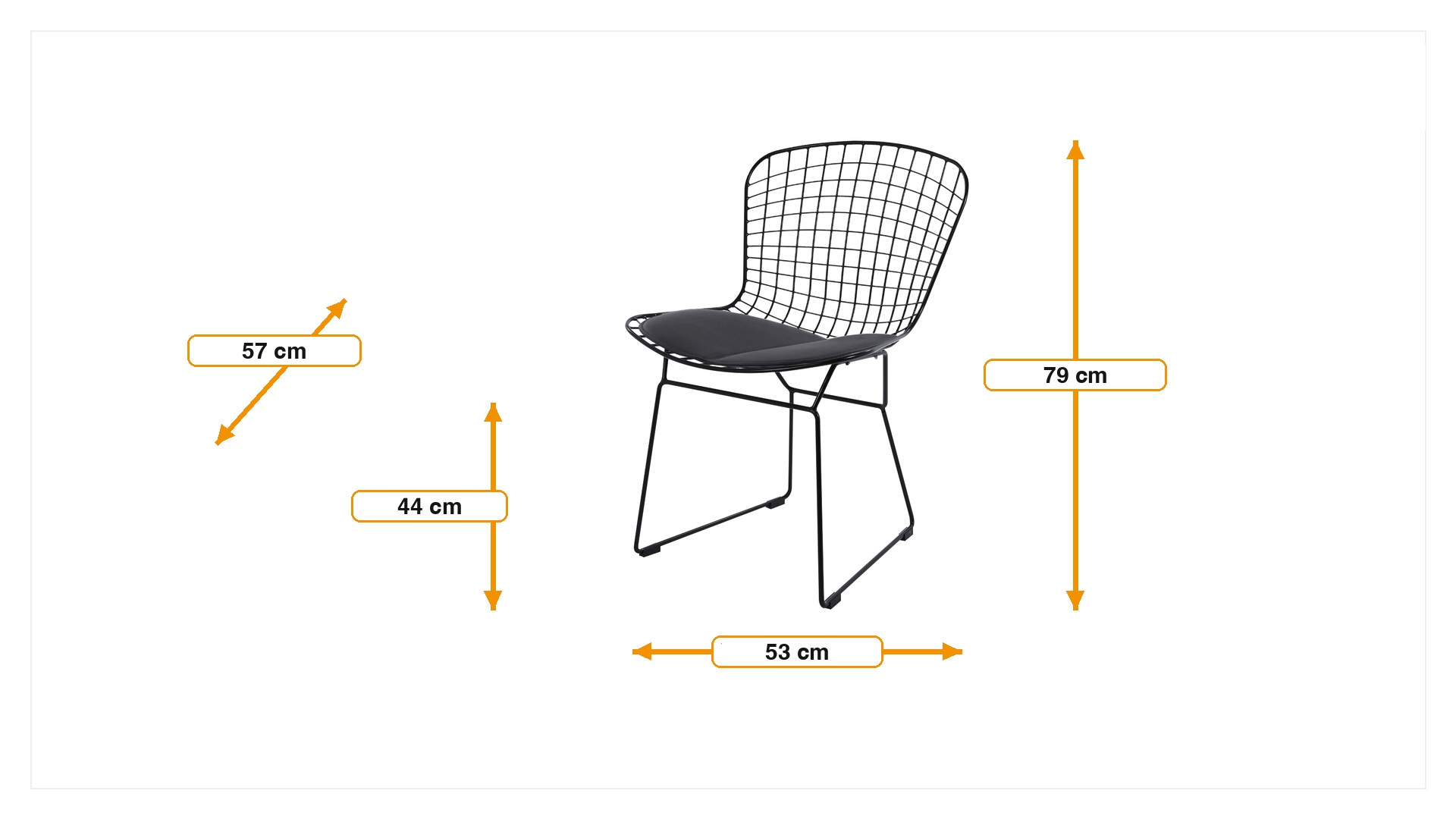 Product dimensions for Dining chair Bertoia Black base