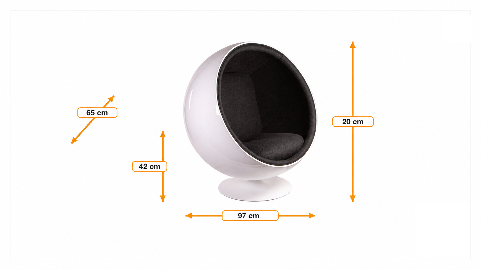 Product dimensions for Lounge chair Ball Chair