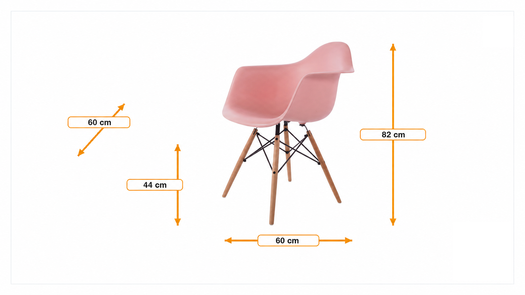 Dimensiones de Silla de comedor DAW mate