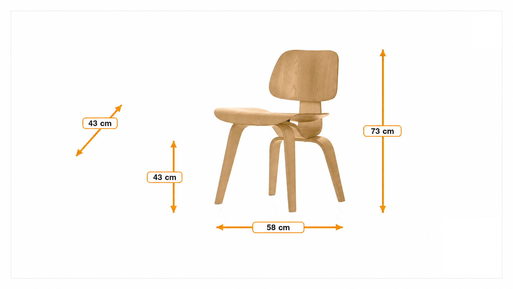 Product dimensions for Dining chair DCW