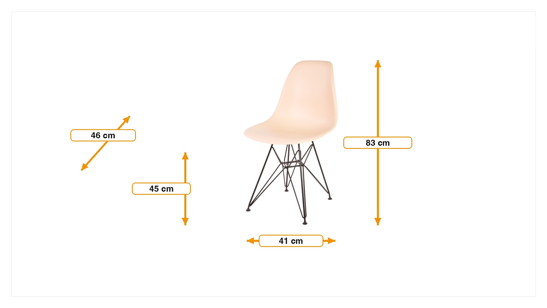 Dimensiones de Silla de comedor DSR base negra mate